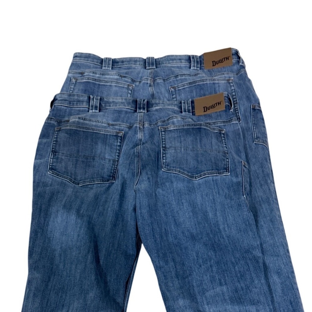2 Pair Duluth Trading Co Mens Ballroom Relaxed Fit Jeans Blue Work Pants 38x32 - Picture 2 of 10